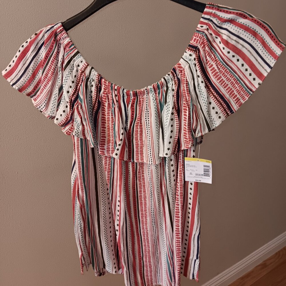 Simply Styled, Off Shoulder multi color Top, size small